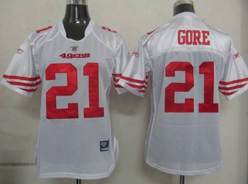 49ers #21 Frank Gore White Women's Team Color Stitched NFL Jersey - Click Image to Close